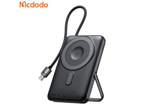 Mcdodo MC-6320 Digital Display Magnetic Power Bank 10000mAh 20W With USB-C Cable & Stand Wireless Charging for Phone watch Earbuds - Black
